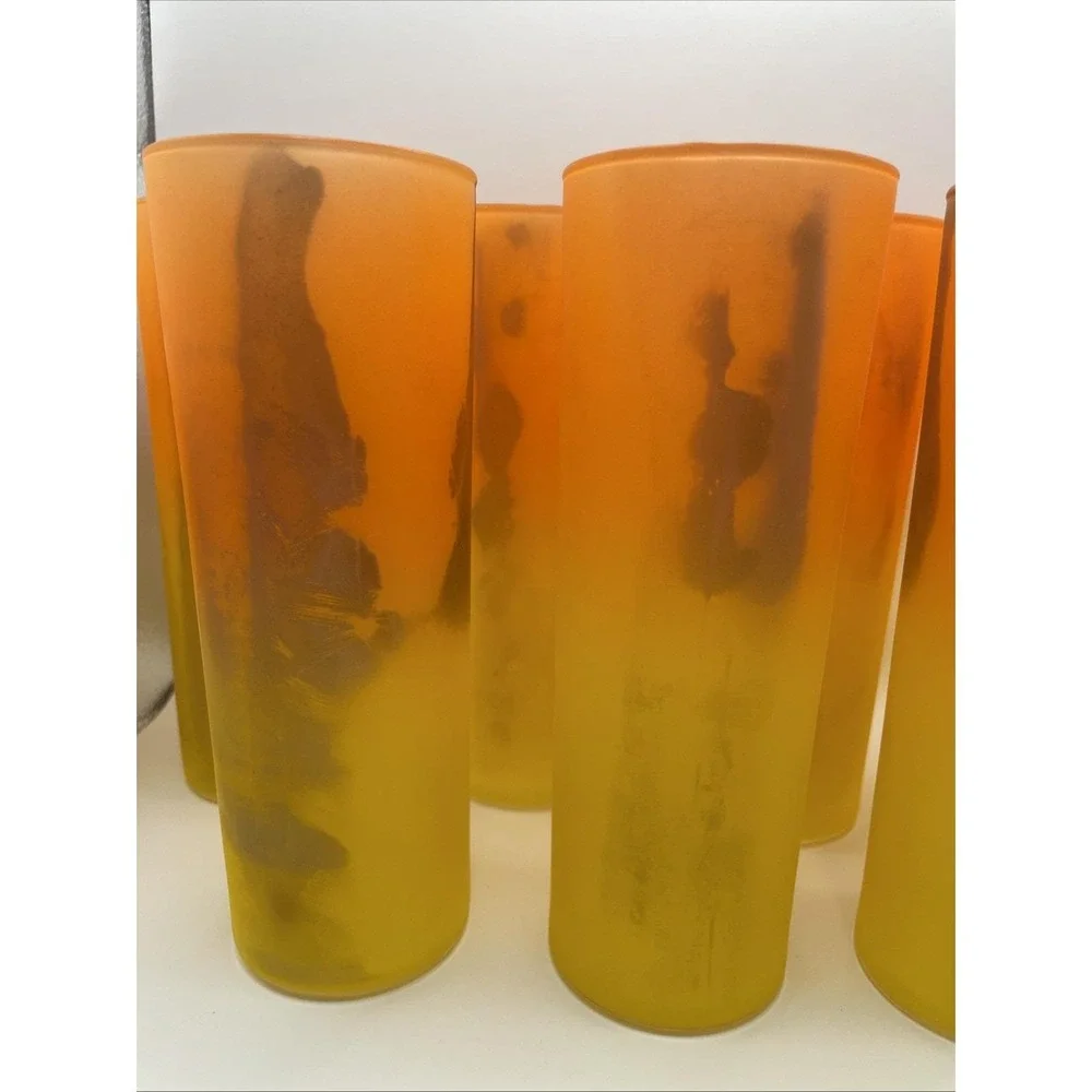 Starlyte 13 oz 1950's Zombie 8‎ Piece glass set orange 131-102 RARE New In Box